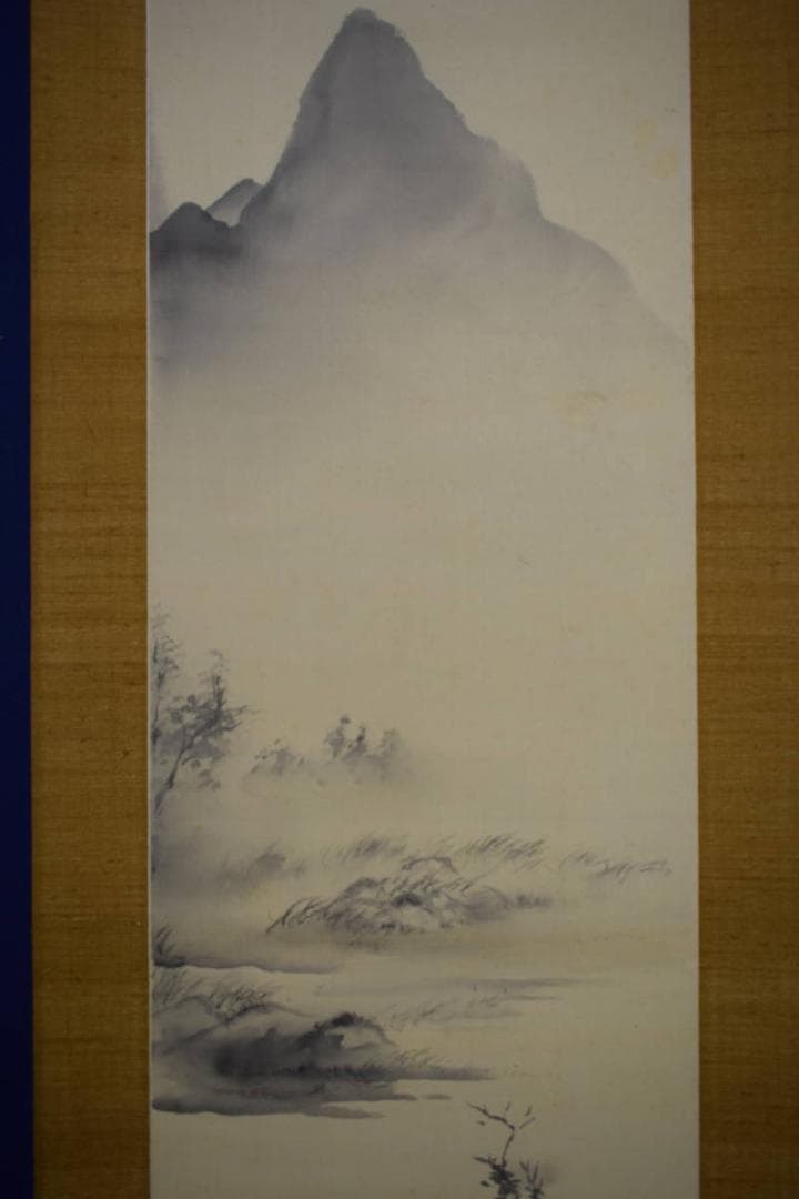 真作/野添平米/山水漁舟図/布袋屋掛軸HG-771