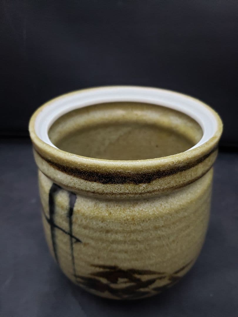 絵唐津皆具　古川華山作　清寂　茶道具　水指　建水　蓋置　花器　竹柄