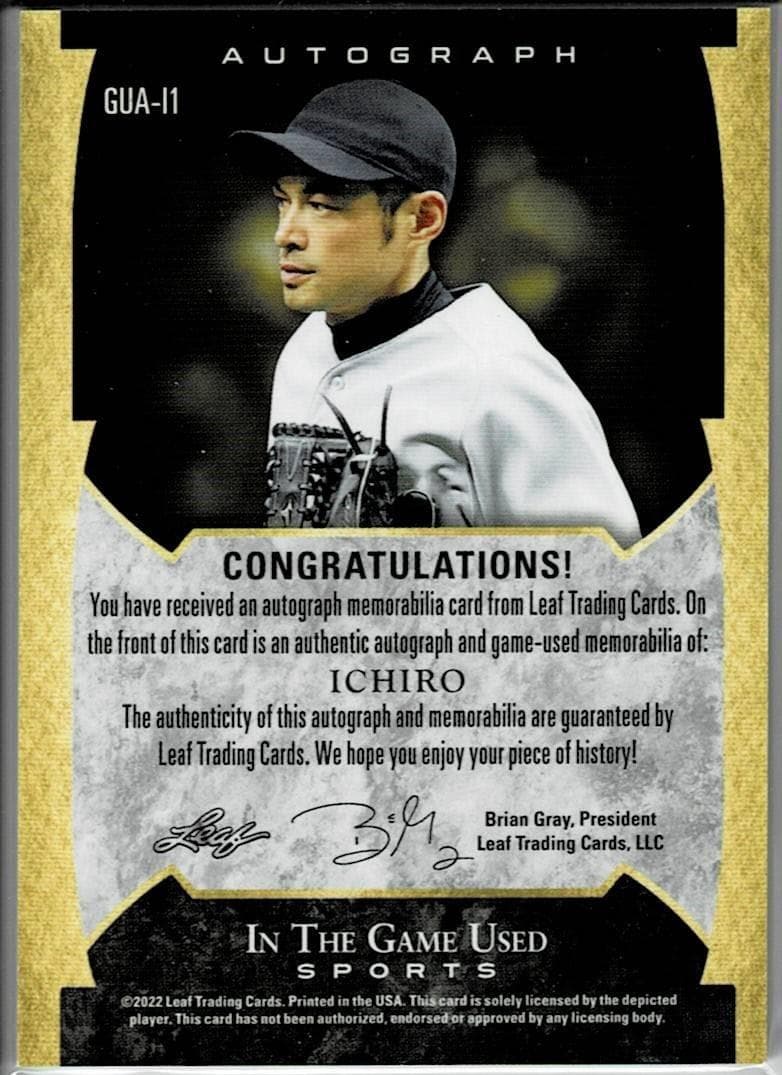 MLB☆イチロー 22 Leaf 25枚限定直筆サインジャージカード