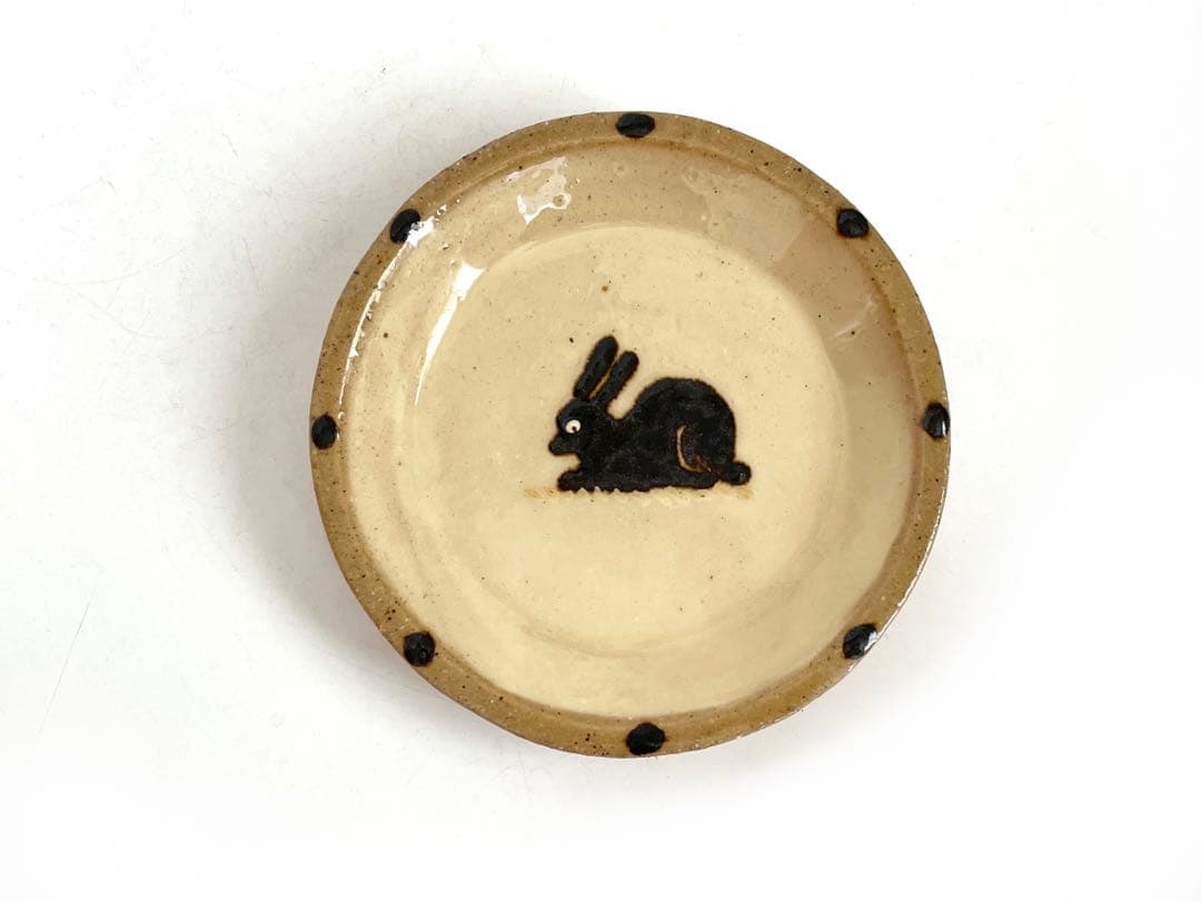 陶芸家　作家物　船木研児　舩木　研兒　うさぎ　丸皿　布志名焼　出雲　民芸　民藝