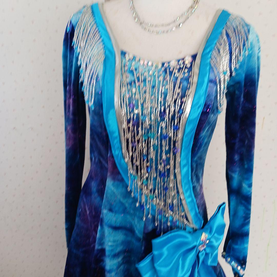 社交ダンス用ラテンドレス 青紫 グラデーション