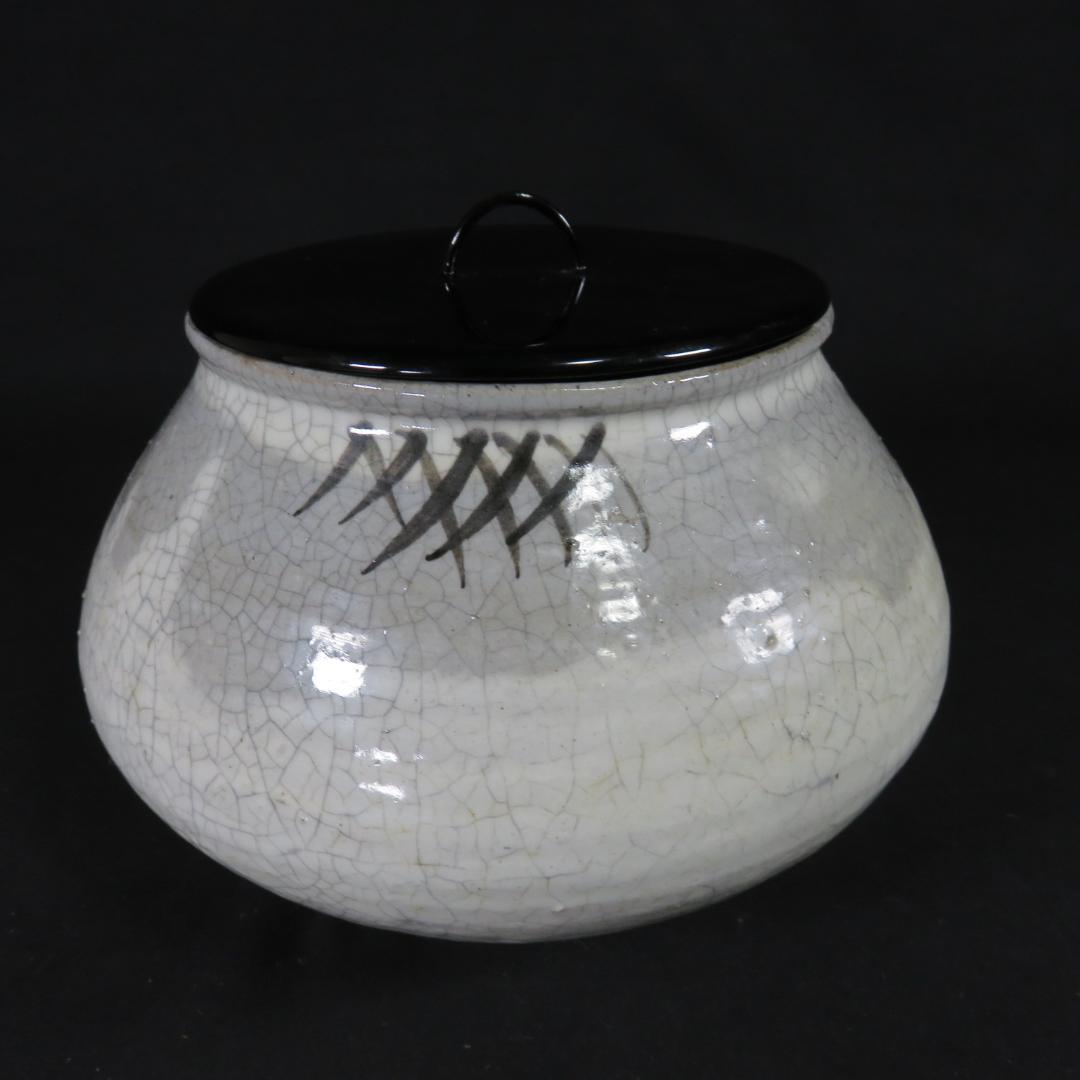 唐津 水指 水差 絵粉引き 七代目 江口宗山 茶道具 茶の湯 共箱 木箱