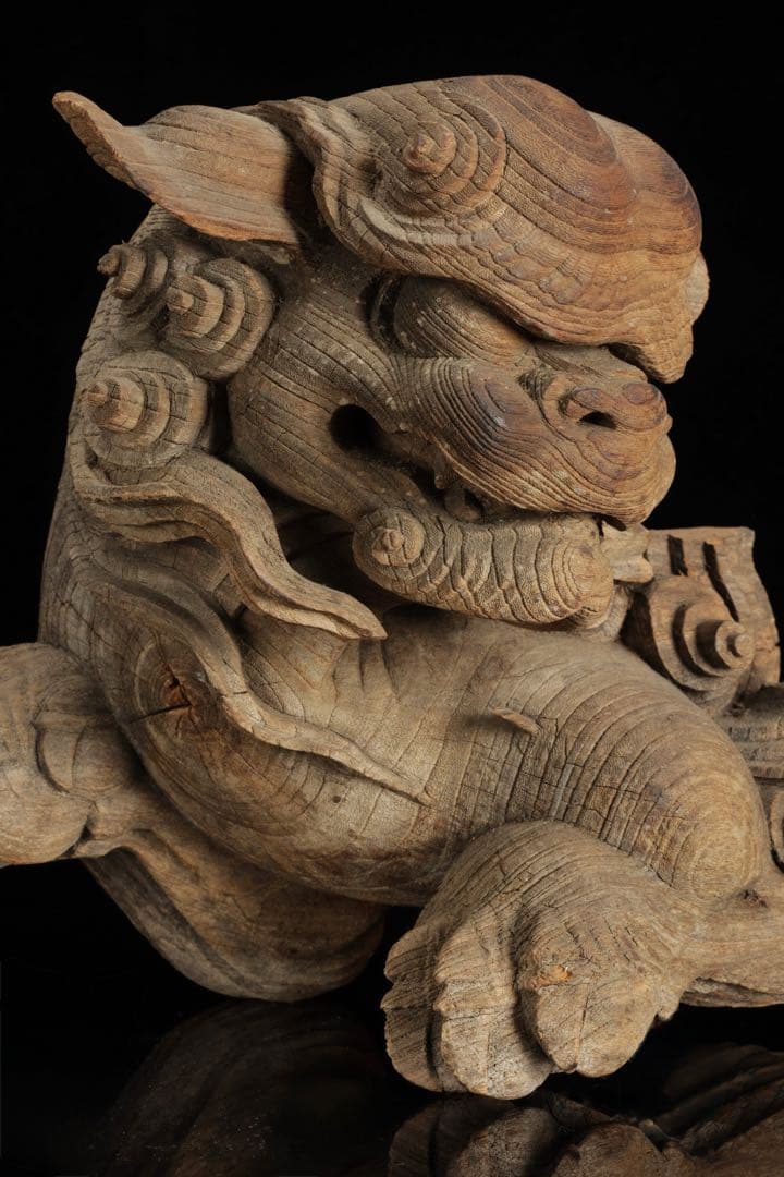 石川雲蝶 木彫 獅子木鼻 阿吽 一対 仏教美術 彫刻 神社仏閣 古美術 骨董品