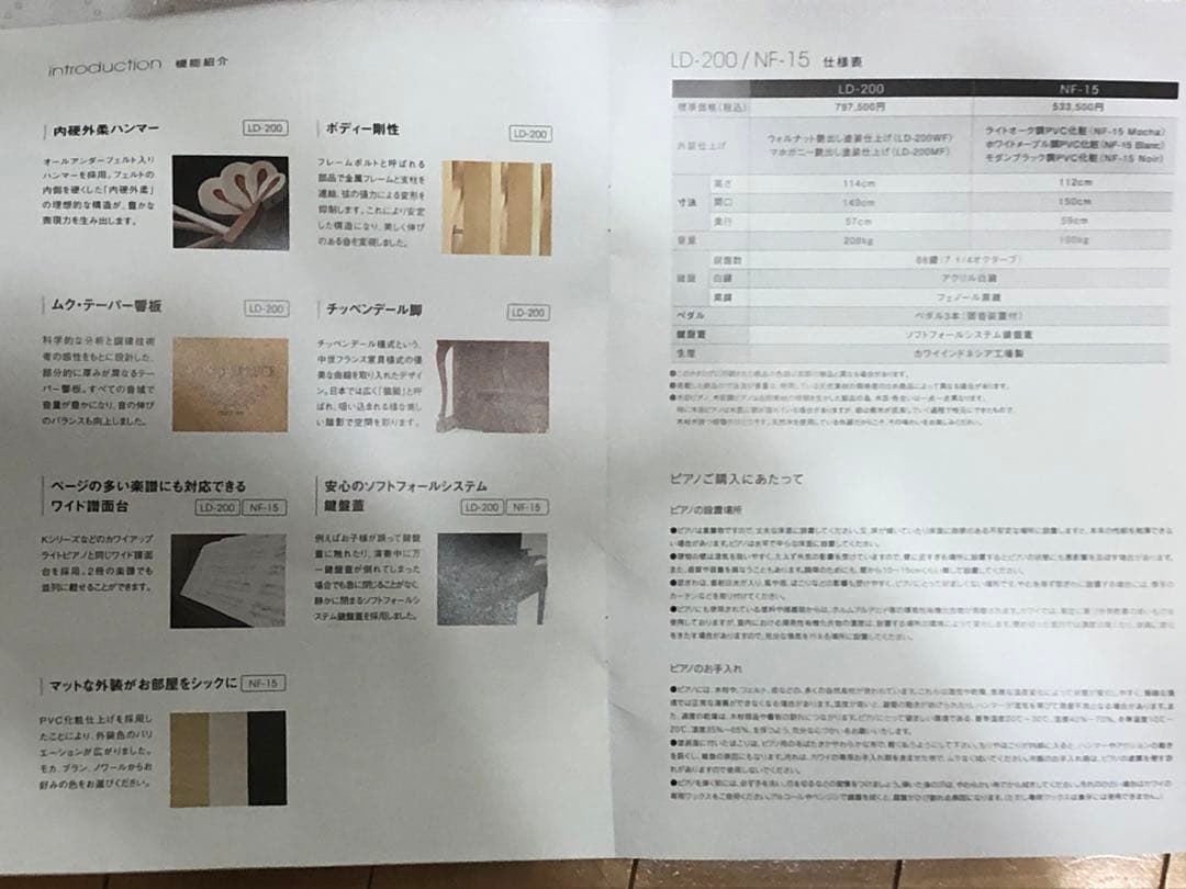 KAWAI NF15 アップライトピアノ 88鍵 ホワイトナチュラル系