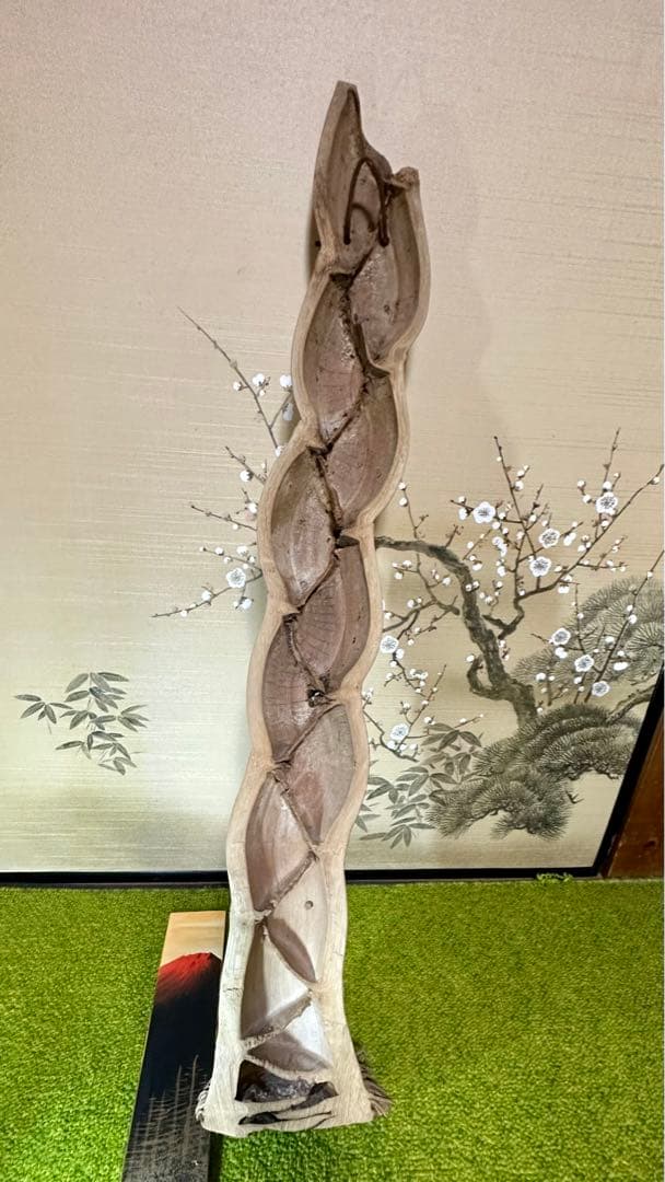 短冊掛け　亀甲竹製　赤富士短冊付き　茶道具