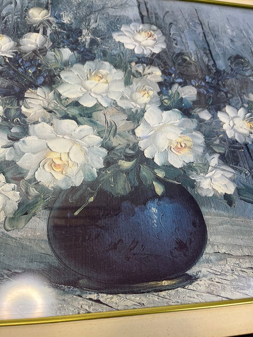 油彩複写画壁掛け 白いバラ 複写版 2021