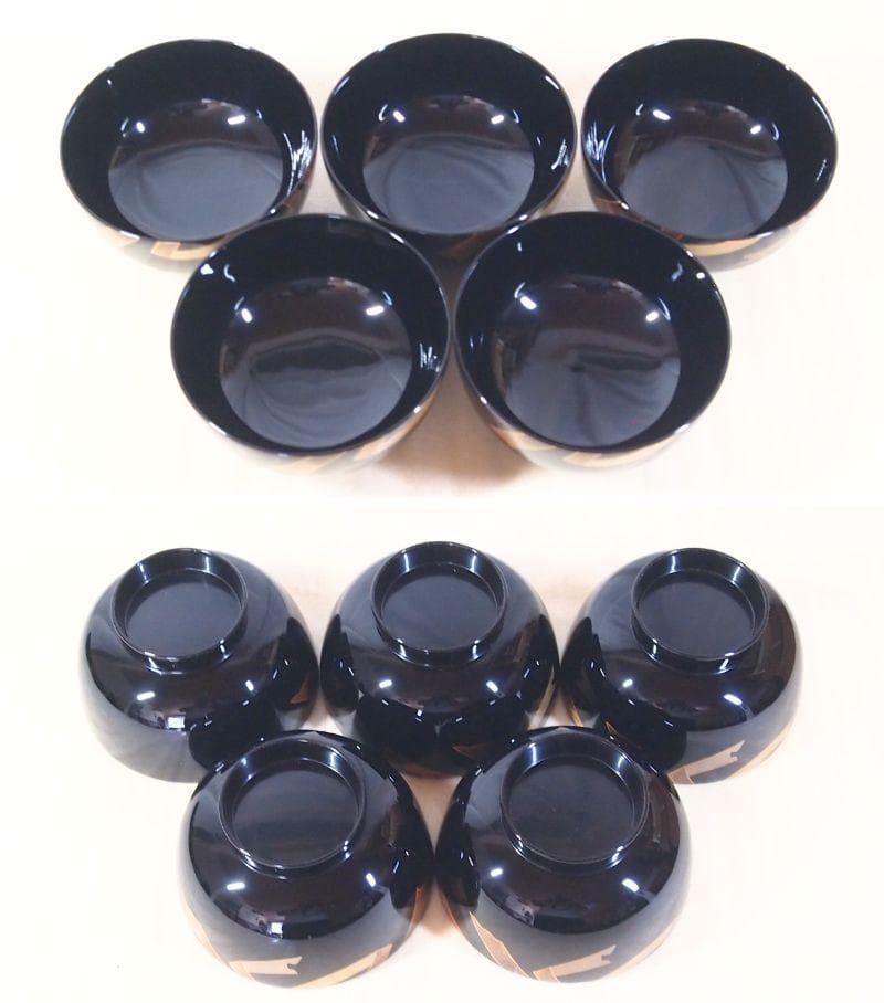 【未使用】輪島塗 八井珠蔵漆器本店 祝熨斗蒔絵 煮物椀 5客 雑煮椀/大椀 食器