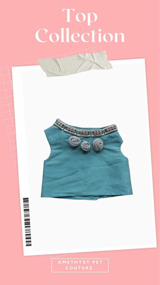 Amethyst Pet Coutureペット服 水色 フリルセット