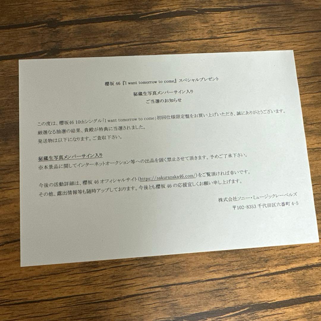 櫻坂46 向井純葉 秘蔵生写真 メンバーサイン入り 直筆 IWTC