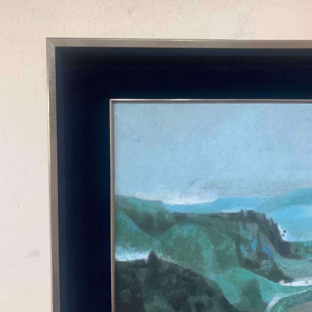 絵画額装　水彩肉筆画　日本画　真作　山本知克　『遠山晨明』オリジナル額装