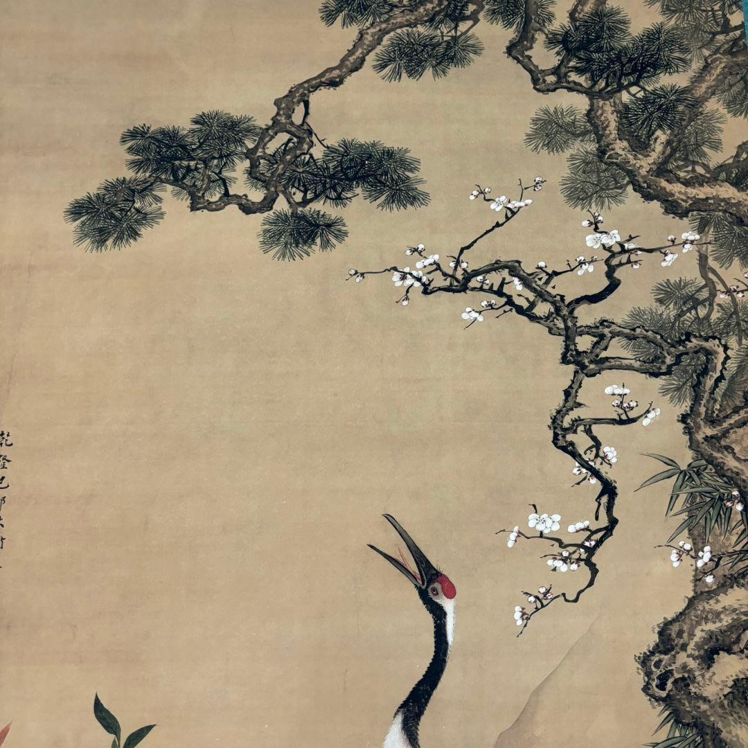 【特価】沈铨 松梅双鶴 掛け軸 中堂｜中国花鳥画｜新中式・開運インテリア