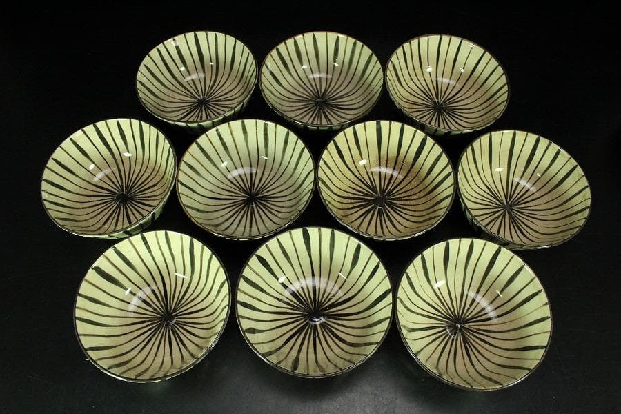 麦藁手 蓋茶碗 十客 時代物(K-YC510)