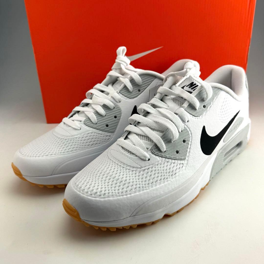26.5cm ナイキ エアマックス90 G ホワイト/ブラック ゴルフシューズ
