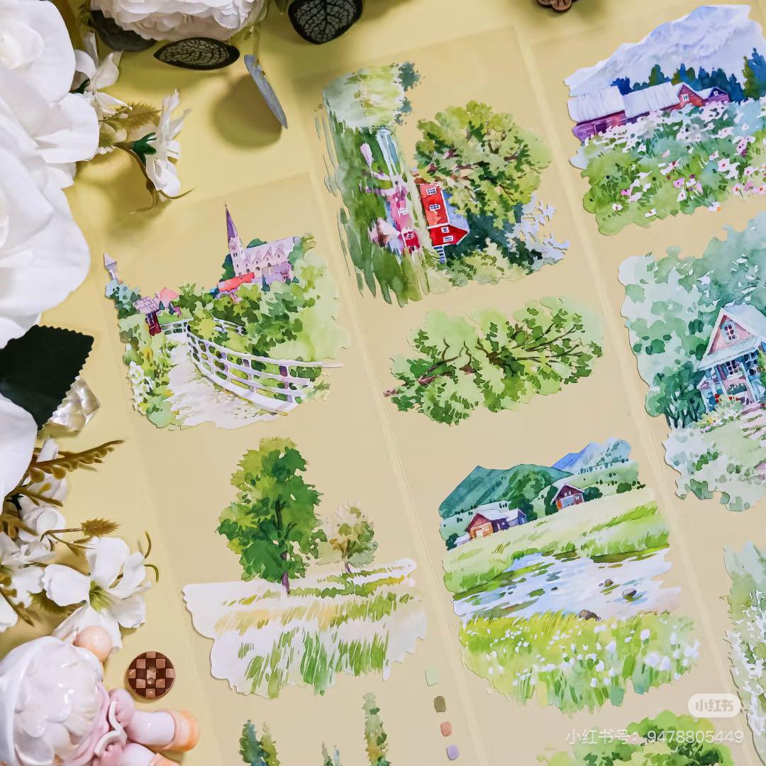 【8572】海外　マステ　5m巻売り　PETマスキングテープ　春景色