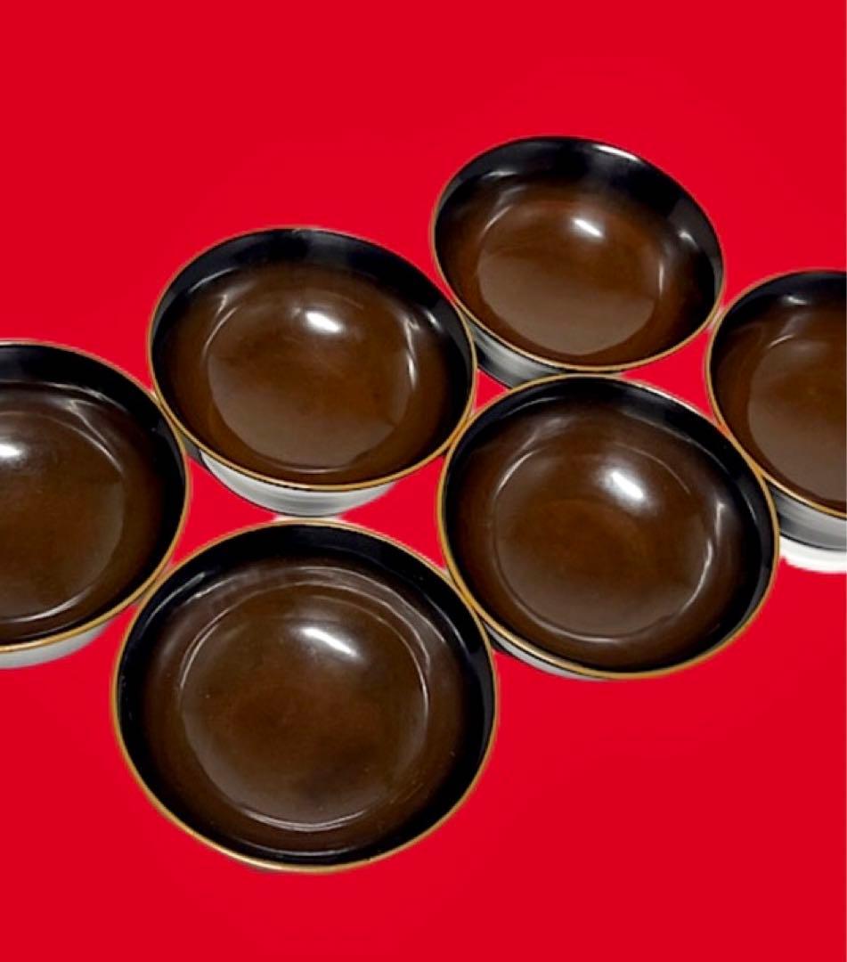 角形 螺鈿細工 漆器6客 金赤蒔絵蝶文 50年前 送込