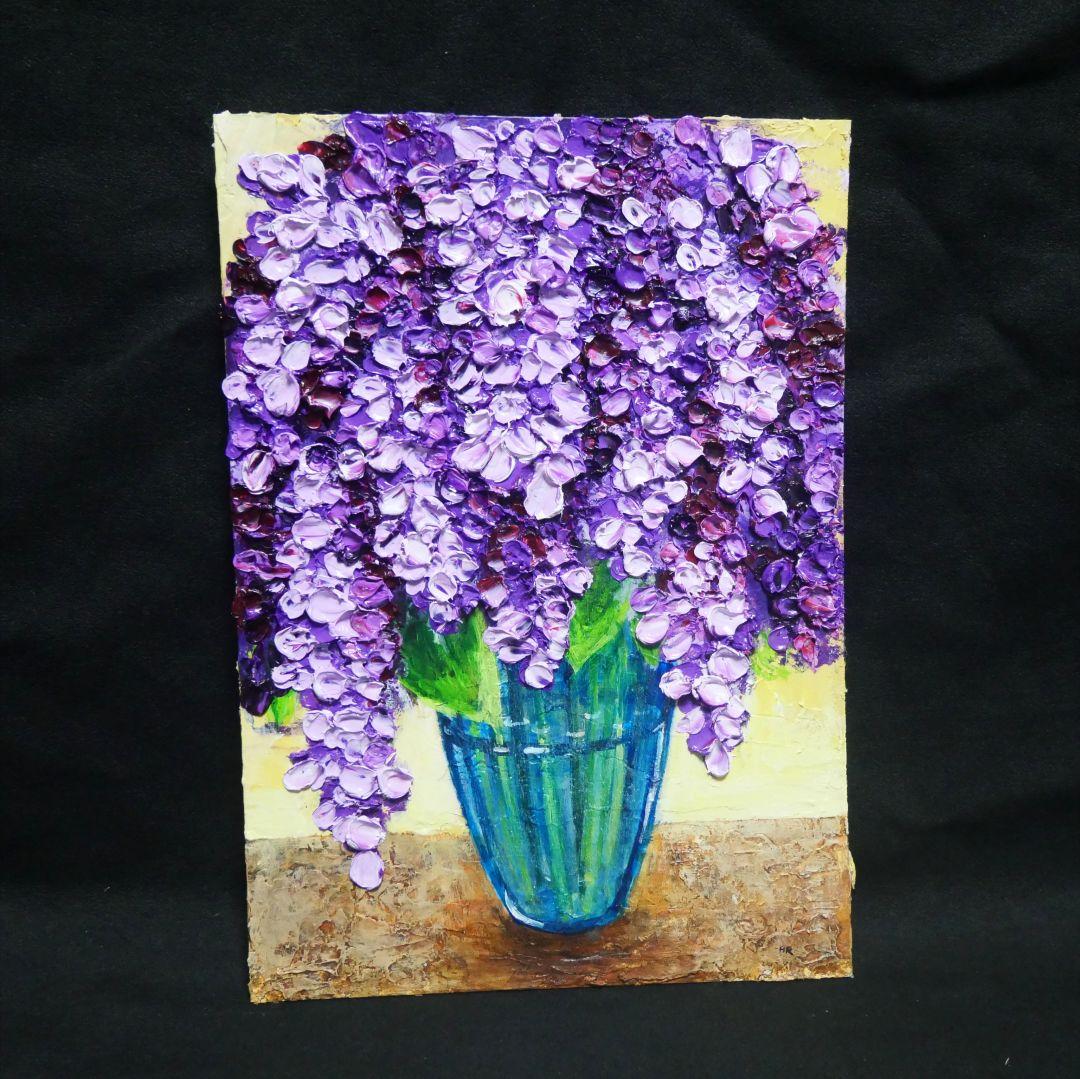 油絵 油彩 油彩画 絵 絵画 【ライラック】A4