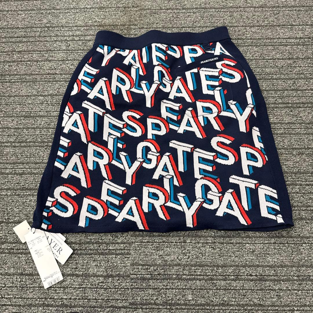 パーリーゲイツ スカート　カラフルロゴ　ネイビー