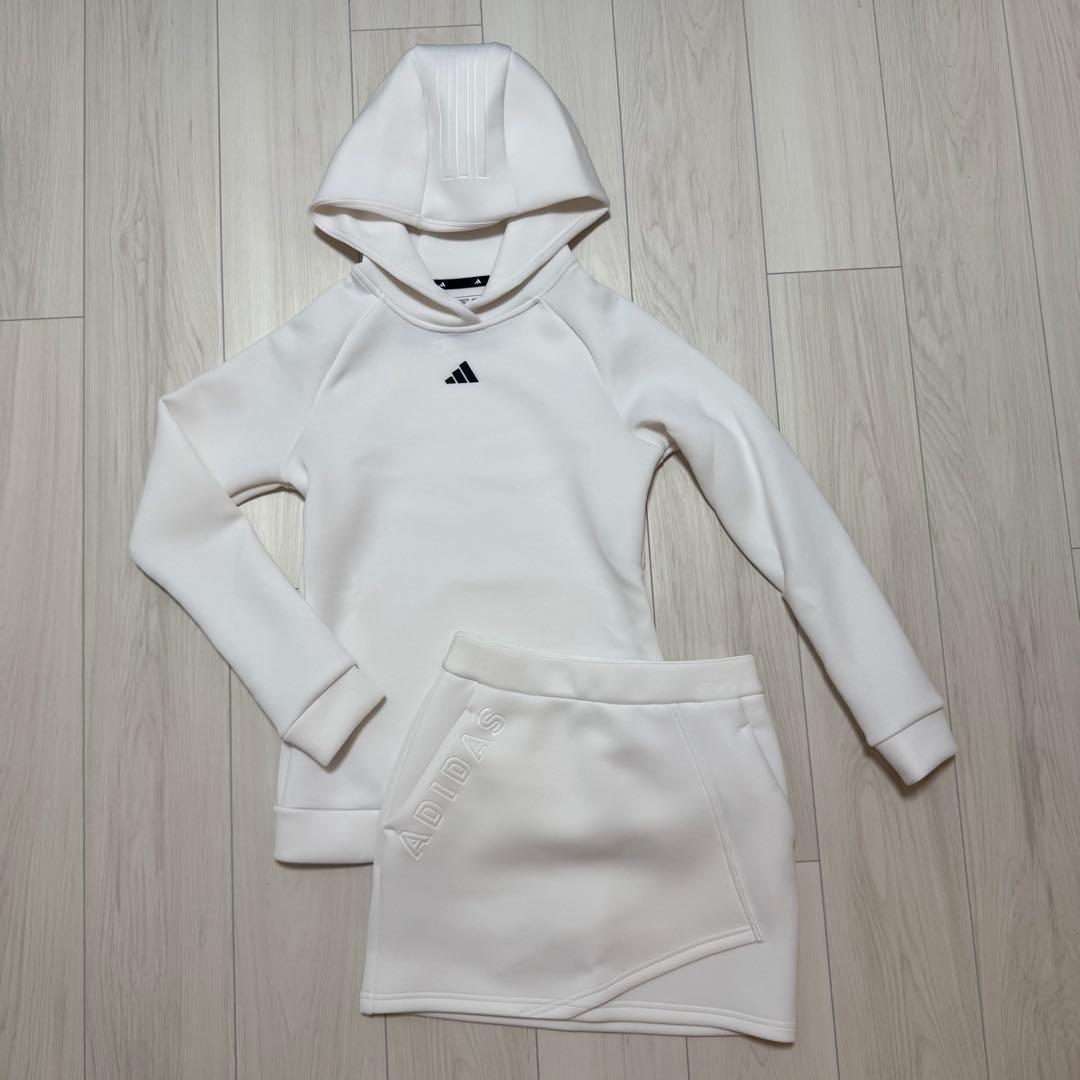 新品 アディダス セットアップ ゴルフウェア ダンボールニット スカート 白