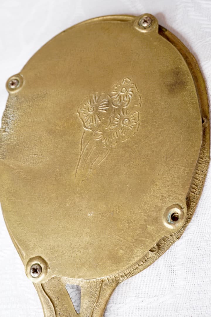 フランス ブロカント 真鍮製 手鏡