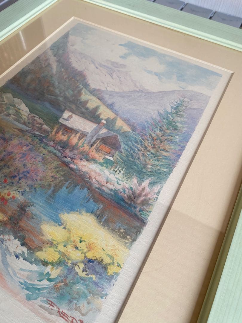 F. NERI 水彩画 Grazia della Folla 風景画　額縁