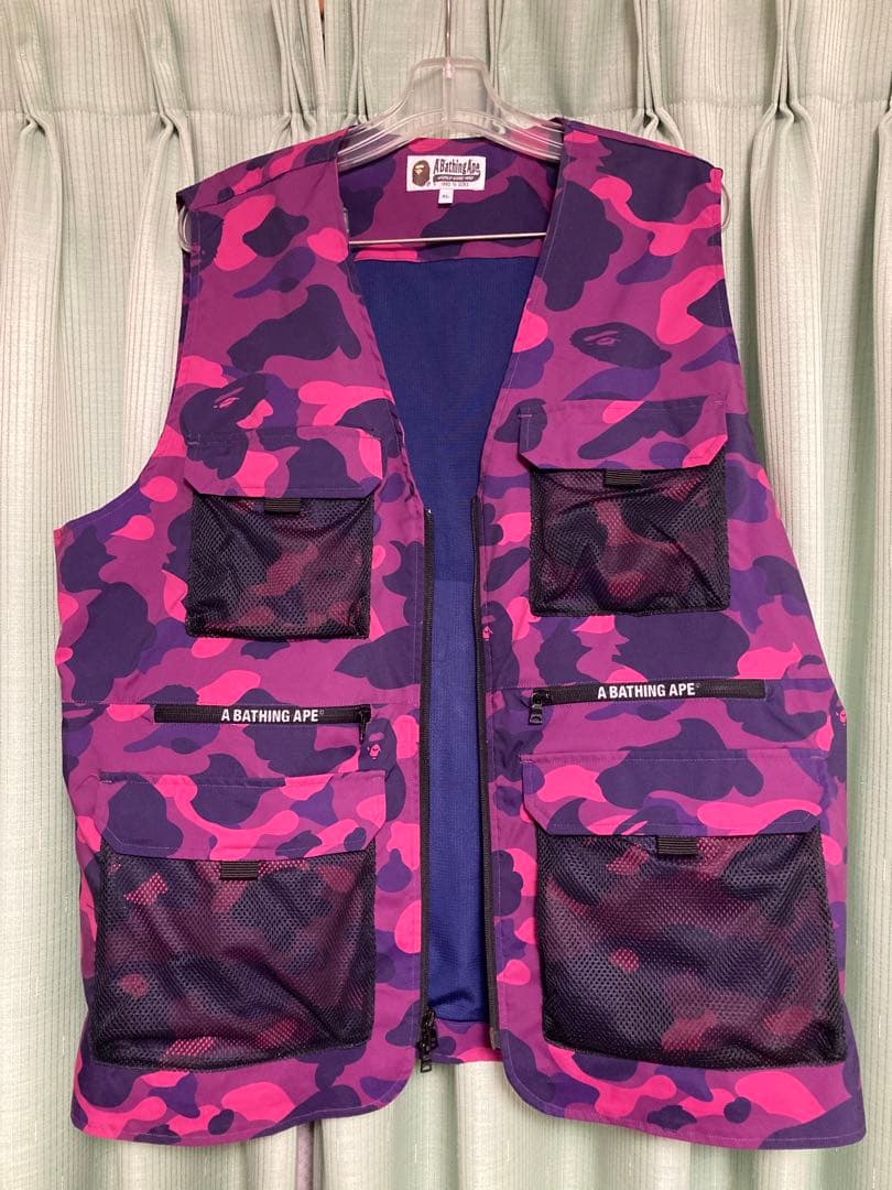 【A BATHING APE 】ピンク紫迷彩フィッシングベスト