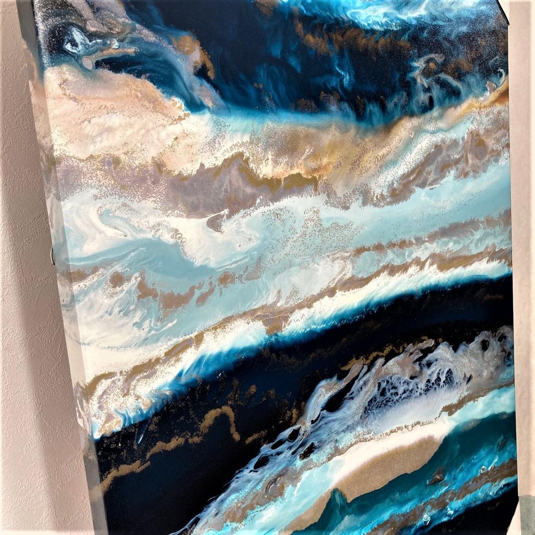 訳アリ／キャンバスアートミッドナイトタイドブルージェルコート／4251418