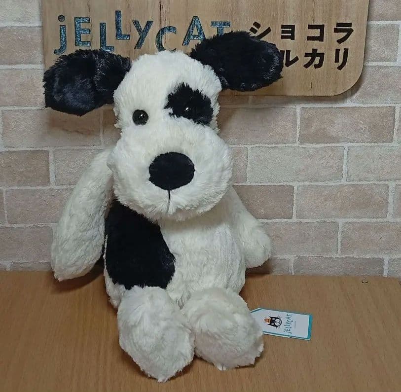  Black&Cream Puppy M 犬 ぬいぐるみ ドッグ