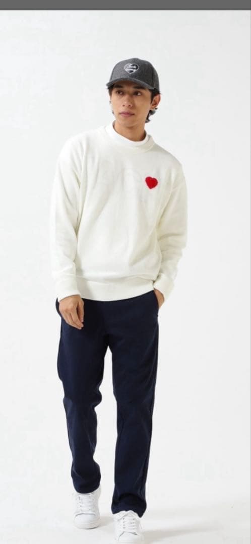 Jack Bunny!!天竺袋インターシャ クルーネックニットプルオーバー M