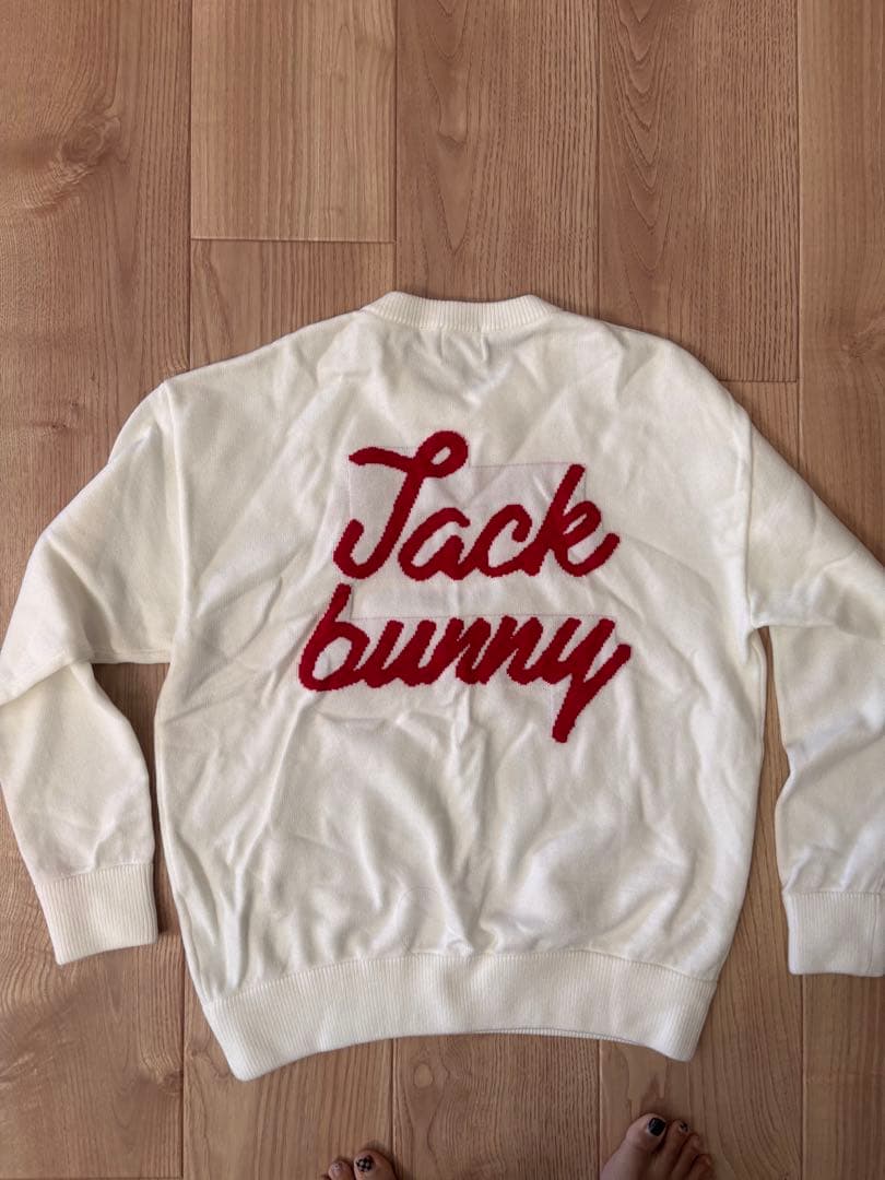 Jack Bunny!!天竺袋インターシャ クルーネックニットプルオーバー M