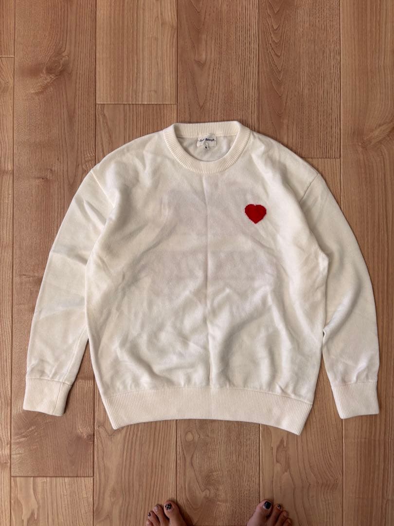 Jack Bunny!!天竺袋インターシャ クルーネックニットプルオーバー M