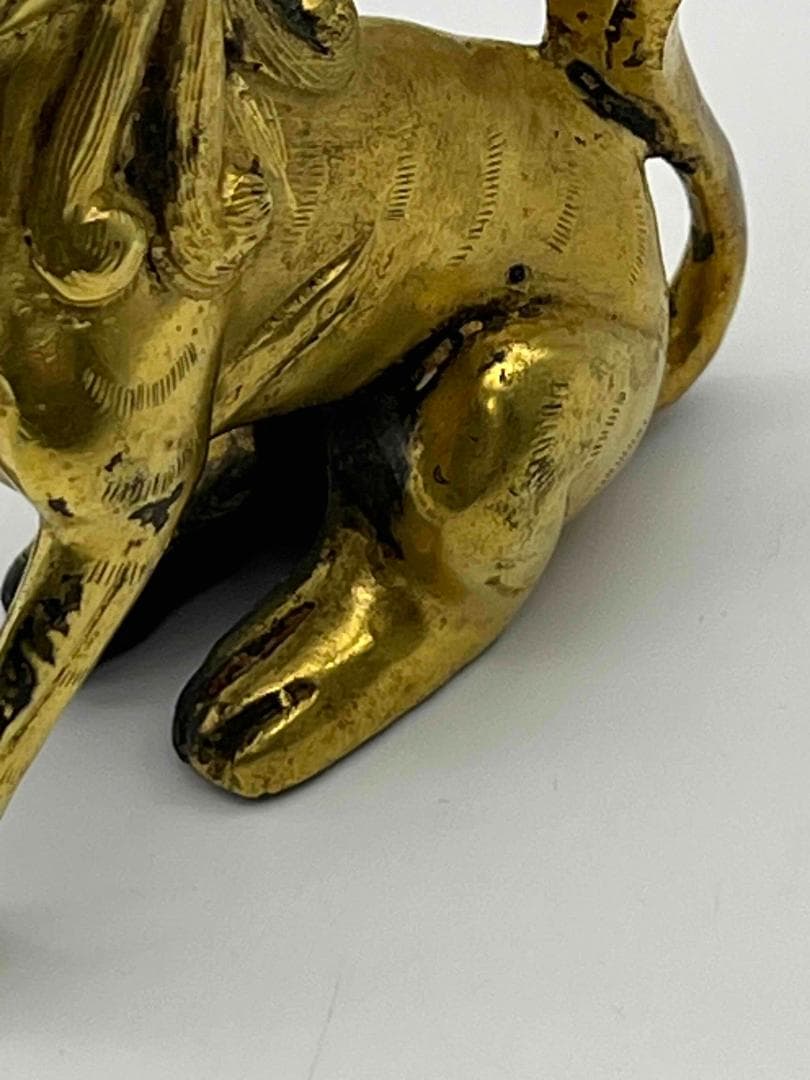 唐時代　金銅獅子 铜鎏金 唐物　金銅仏具 唐物　時代物　仏教用品(B-104②)