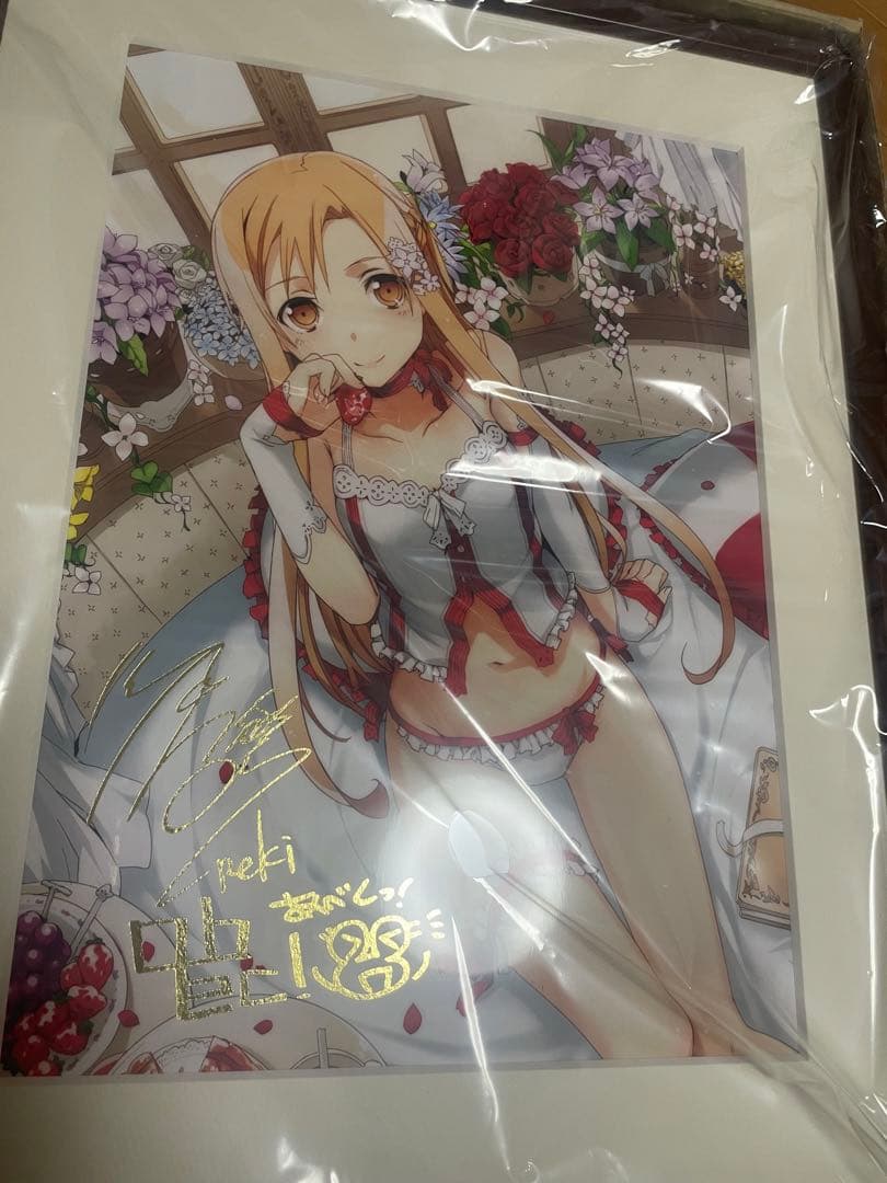 電撃25thスペシャルグッズ　アスナ　箔押しサイン入り複製原画　SAO