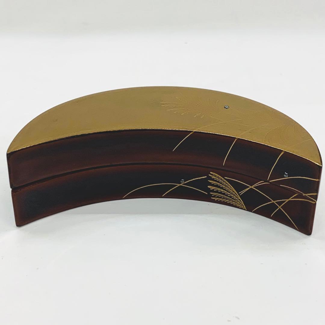 【香合　金ぼかし芒蒔絵三日月】箕輪一星　共箱