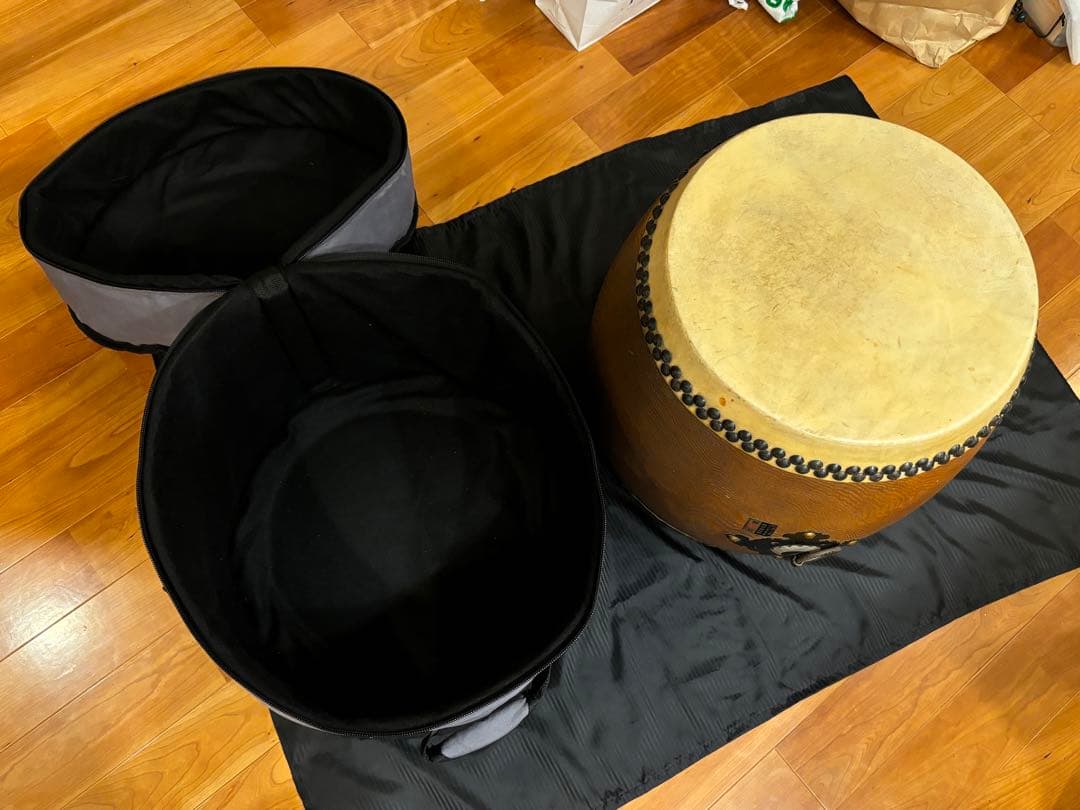 価格30万円程●堀田新五郎 和太鼓 長胴太鼓 打面36cm 1尺２寸 カバー付属