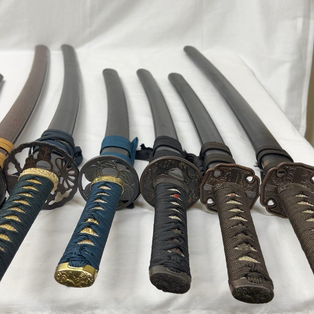 【傷あり】B 模造刀 10本 まとめ 透かし鍔 太刀鍔 太刀 脇差 白鞘