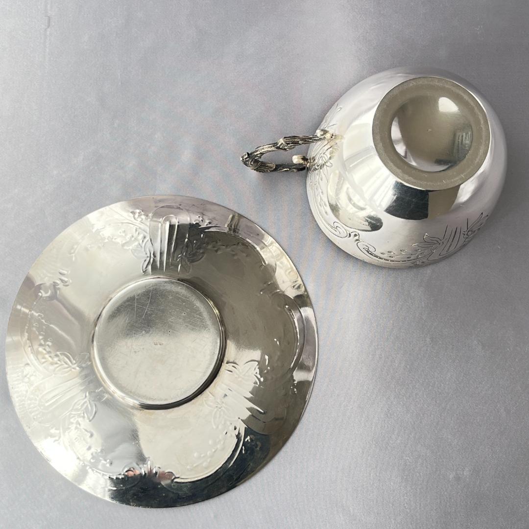 【仏蘭西】アールヌーボー カップ＆ソーサー 【シルバープレート】