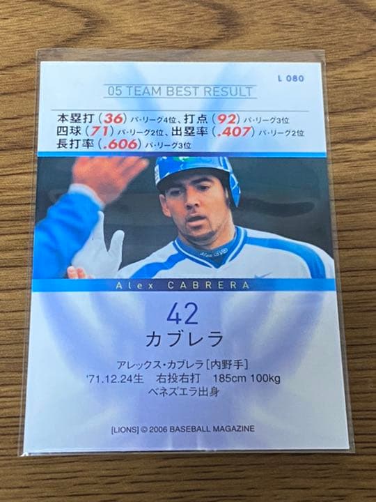 早い者勝ち！ アレックス カブレラ選手 直筆サインカード 西武ライオンズ