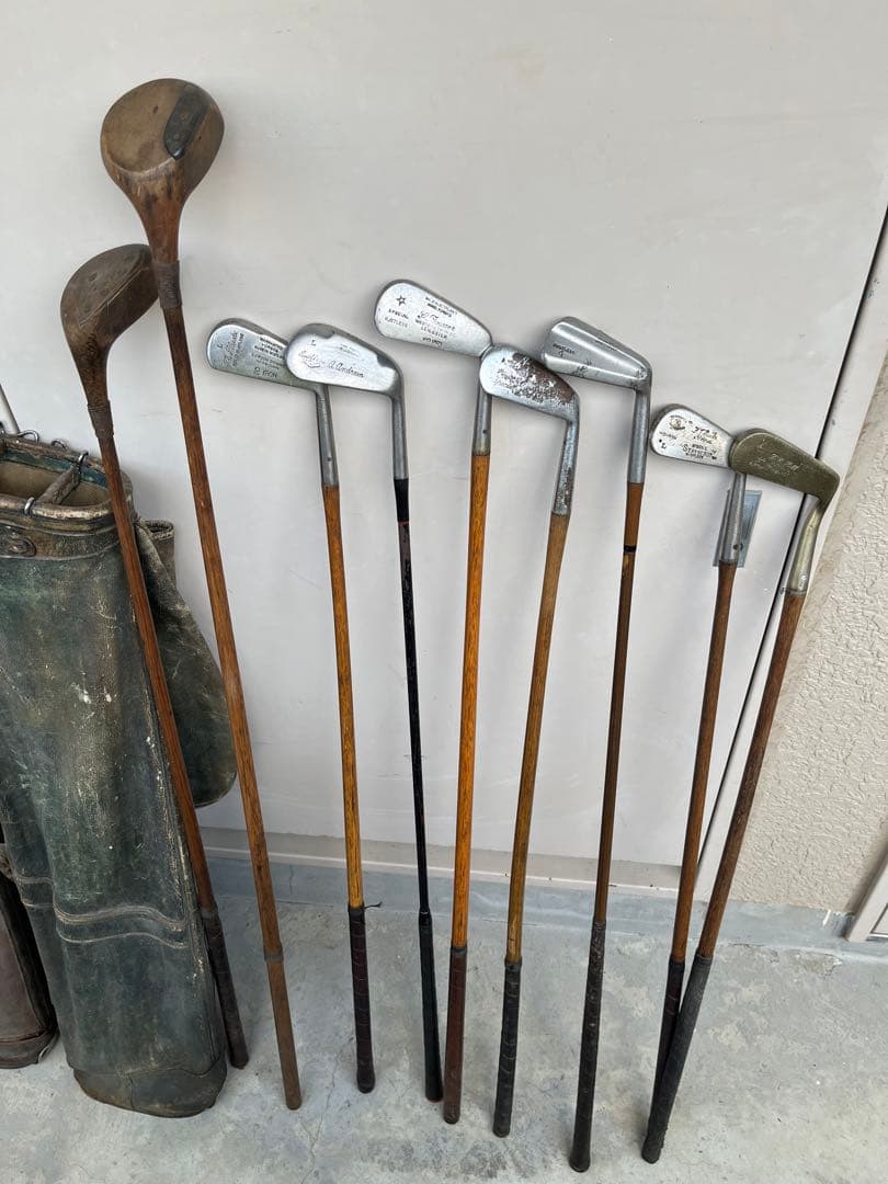 激レア❗️！骨董品!　ゴルフセット+革製キャデバッグ2点