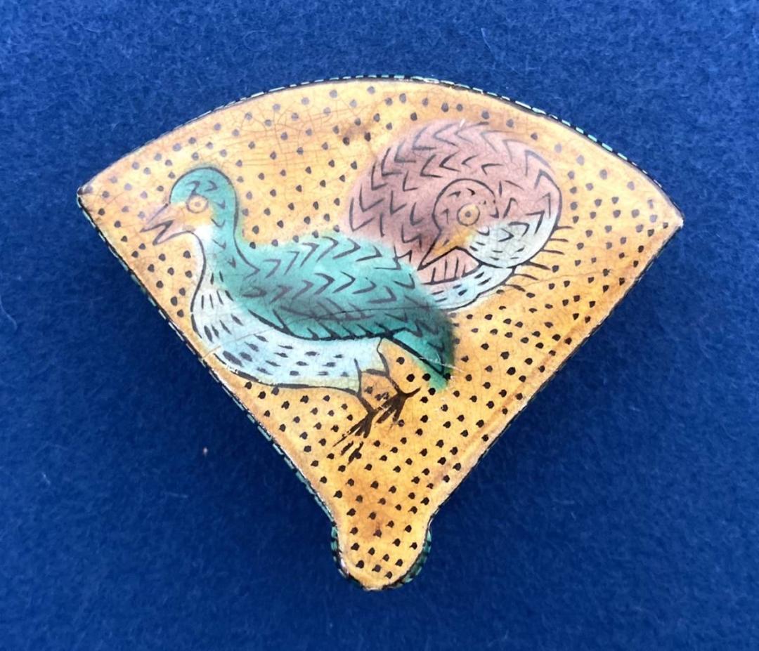 九谷焼 香合 香道具 仏具 古道具：時代物 骨董 扇形 花鳥画 角福