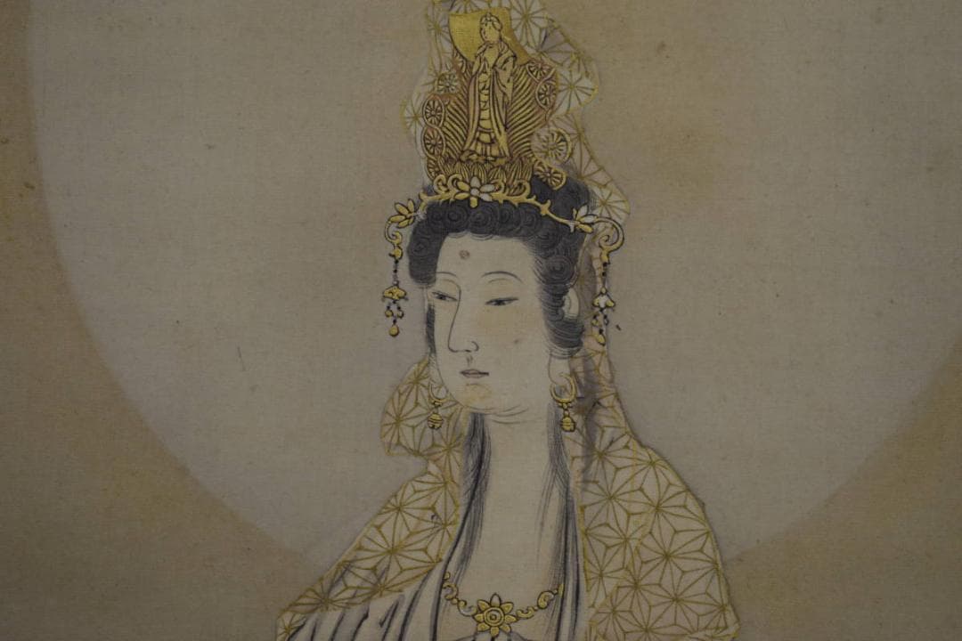 真作/光浦/観世音菩薩像図/布袋屋掛軸HH-308