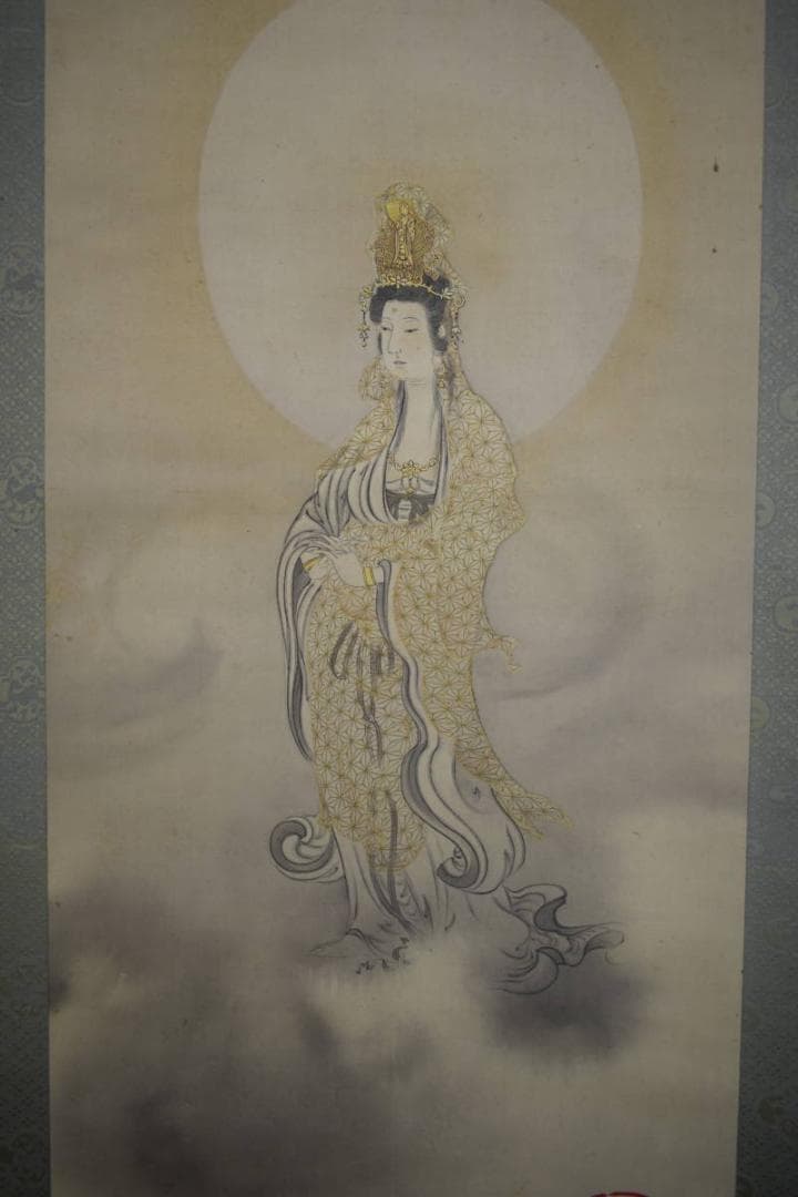 真作/光浦/観世音菩薩像図/布袋屋掛軸HH-308