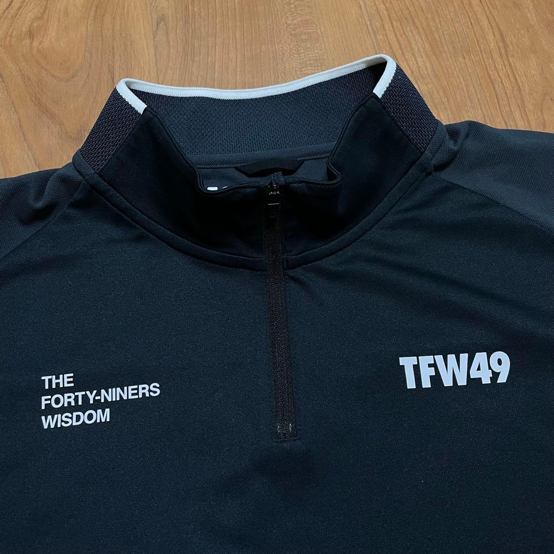 TFW49 ハーフジップ　モックネック　シャツ　ホワイト　ブラック　XL ゴルフ