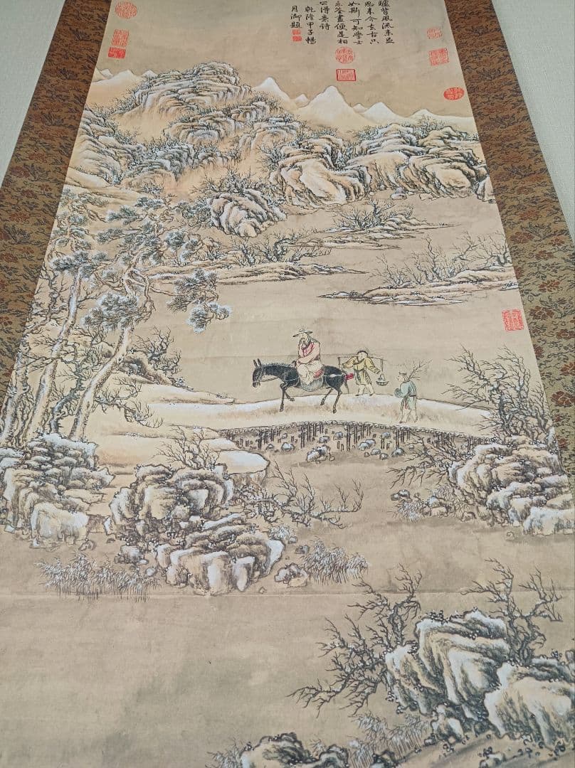 美品 開運 縁起物 おもてなし 軸 絵 雪 花 山水 禅 中国 美術 インテリア