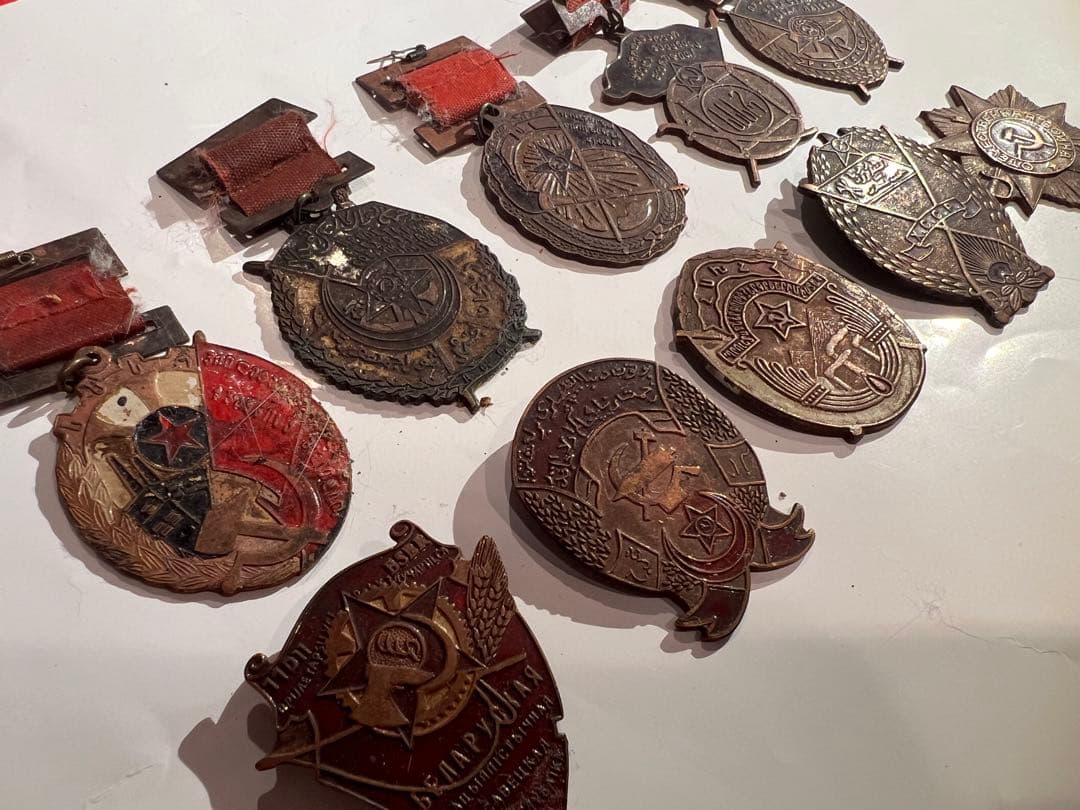 蔵出1920-1930ソビエト連邦ソ連軍勲章徽章10枚セット　純銅製　バラ売可
