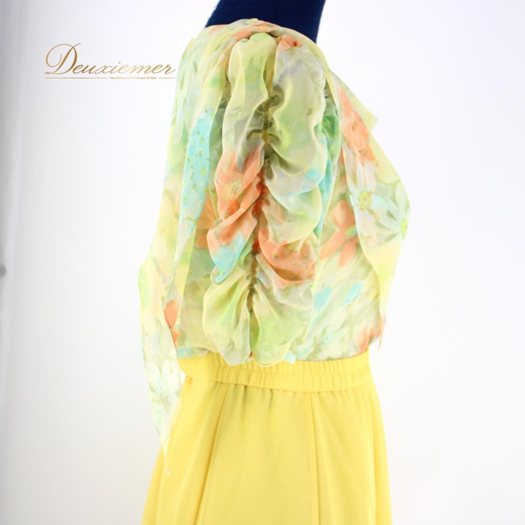 【日本製社交ダンス衣装】上下セット Chacott UNA 黄色 フェミニン