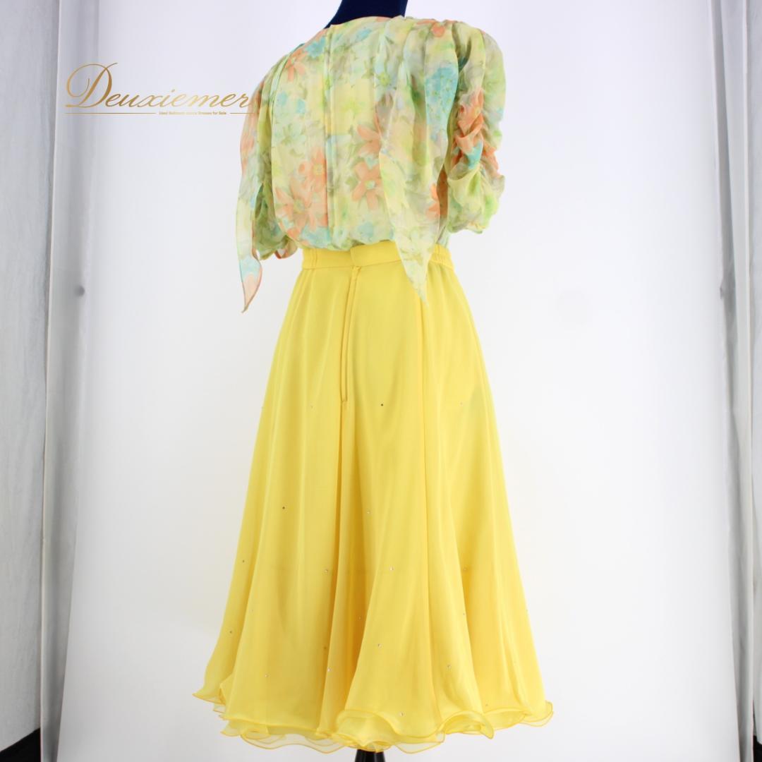 【日本製社交ダンス衣装】上下セット Chacott UNA 黄色 フェミニン