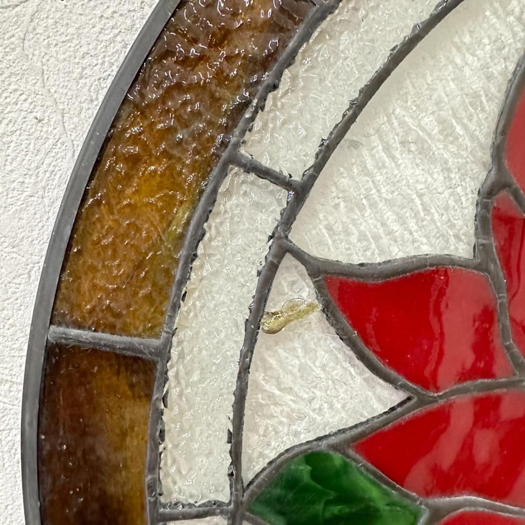 西洋アンティーク特大　ステンドグラス　直径41cm アートパネル　⑫