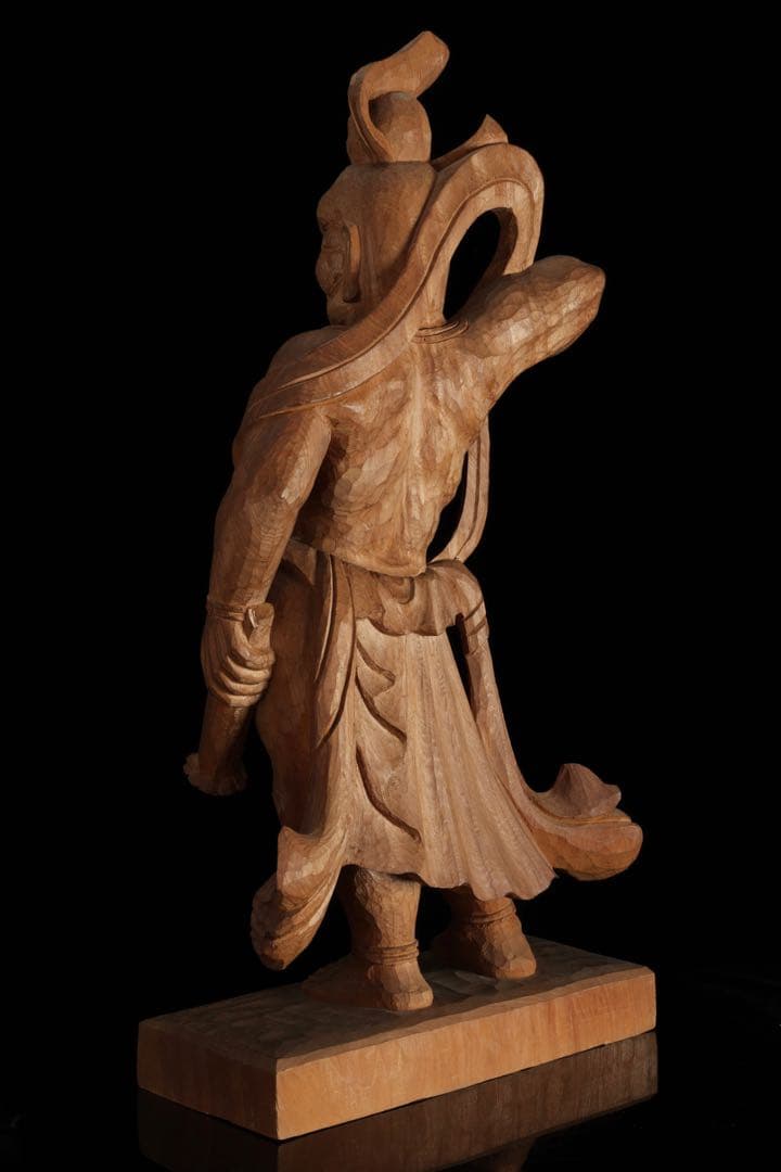 大型 木彫 仁王像 阿形 金剛力士像 59cm 仏像 一刀彫 仏教美術 古美術品