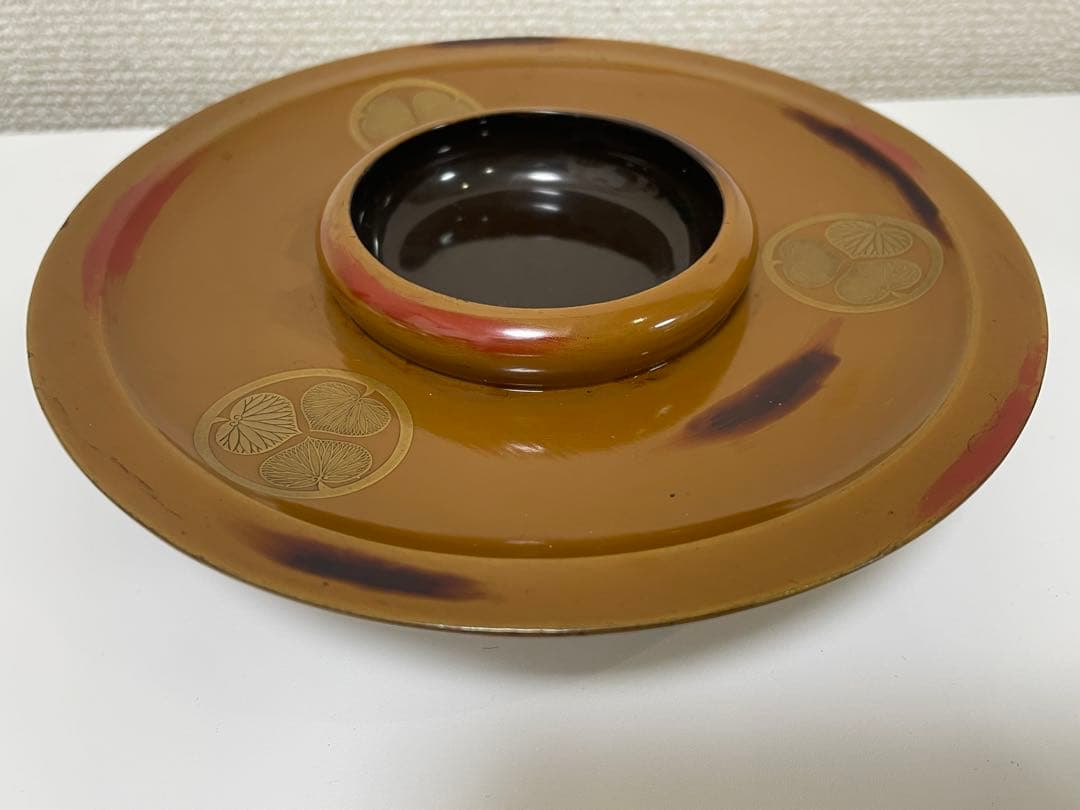 葵紋 天目台 漆器 木製 アンティーク レトロ 時代物 茶道具 骨董品