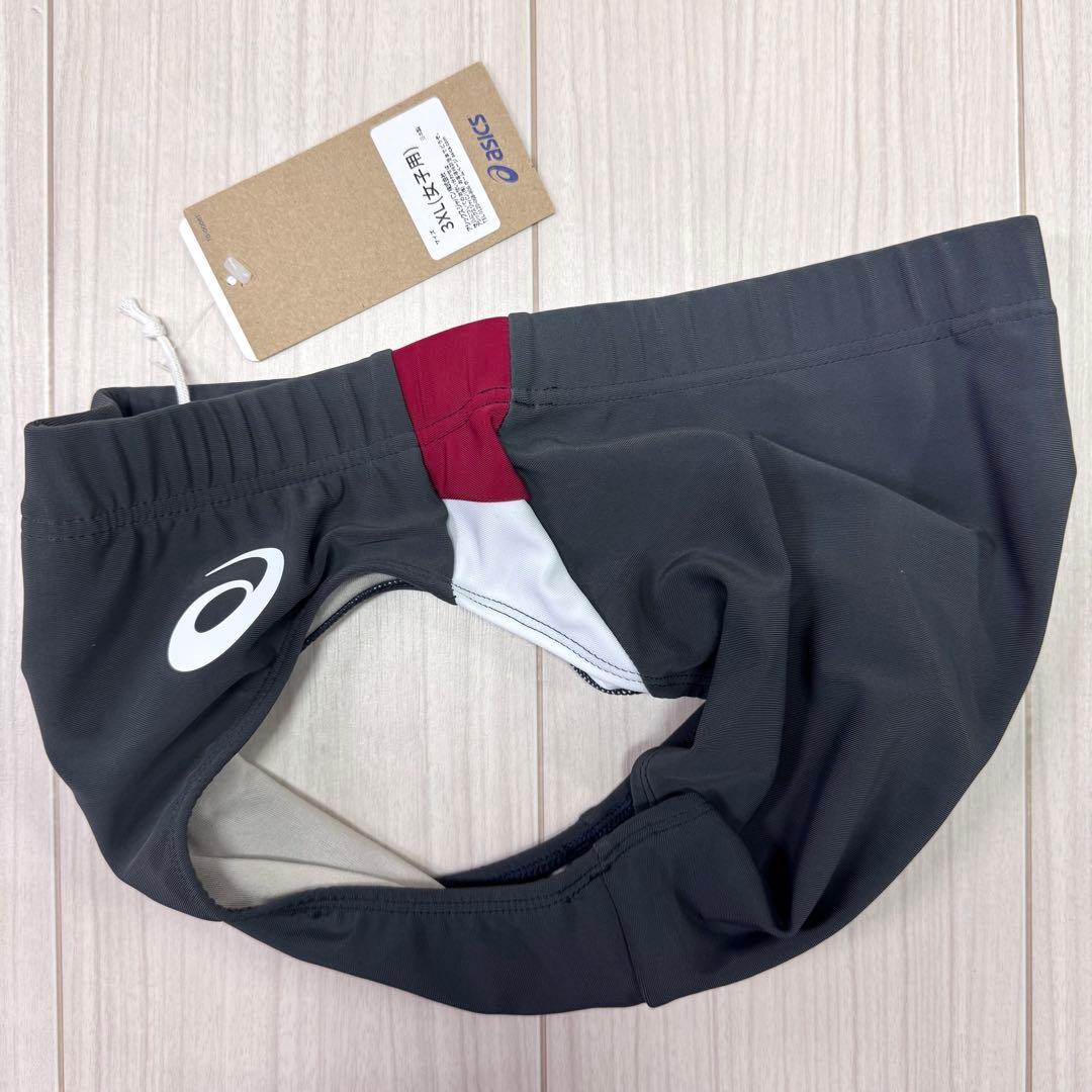 アシックス　女子陸上ユニフォーム上下　3XL　エンジ×ダークグレー×ホワイト